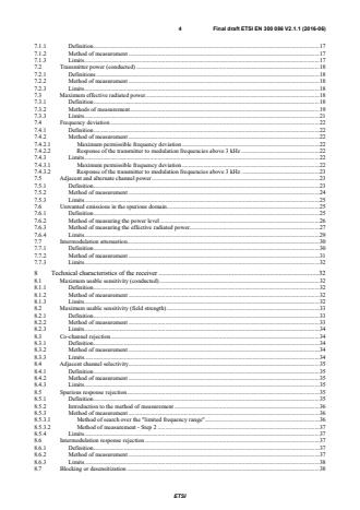 SIST EN 300 086 V2.1.2:2016 ETSI EN 300 086 V2.1.1 (2016-06) - Land Mobile Service; Radio equipment with an internal or external RF connector intended primarily for analogue speech; Harmonised Standard covering the essential requirements of article 3.2 of the Directive 2014/53/EU - Page 4 preview
