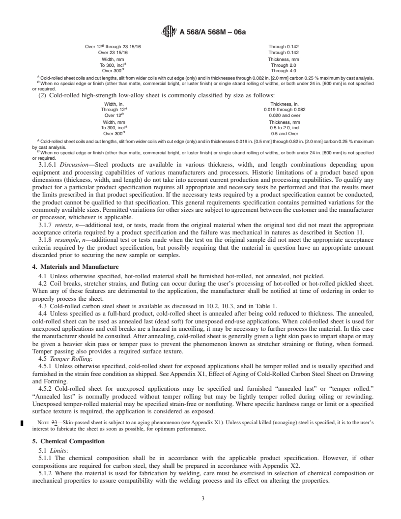 REDLINE ASTM A568/A568M-06a - Standard Specification for Steel, Sheet, Carbon, Structural, and High-Strength, Low-Alloy, Hot-Rolled and Cold-Rolled, General Requirements for