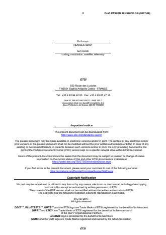 SIST EN 301 926 V1.3.1:2017 ETSI EN 301 926 V1.3.0 (2017-06) - Satellite Earth Stations and Systems (SES); Radio Frequency and Modulation Standard for Telemetry, Command and Ranging (TCR) of Communications Satellites - Page 2 preview