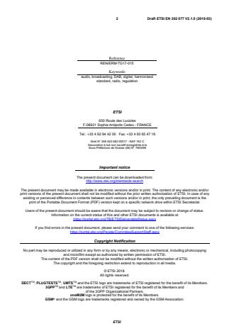 SIST EN 302 077 V2.1.1:2018 ETSI EN 302 077 V2.1.0 (2018-03) - Transmitting equipment for the Digital Audio Broadcasting (DAB) service; Harmonised Standard for access to radio spectrum - Page 2 preview