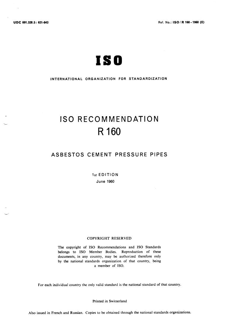 ISO/R 160:1960 - Title missing - Legacy paper document
Released:1/1/1960