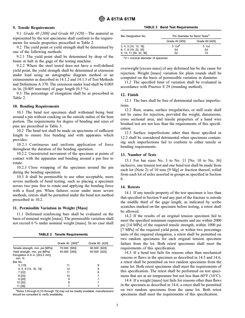 ASTM A617/A617M-96a - Standard Specification for Axle-Steel Deformed and Plain Bars for Concrete Reinforcement (Withdrawn 1999)