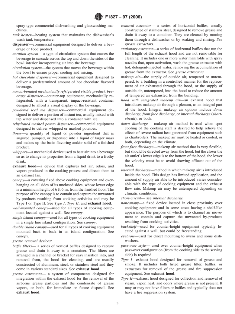 ASTM F1827-97(2006) - Standard Terminology Relating to Food Service Equipment