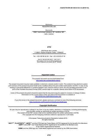 SIST EN 301 843-5 V2.1.1:2016 ETSI EN 301 843-5 V2.1.0 (2015-12) - ElectroMagnetic Compatibility (EMC) standard for marine radio equipment and services; Harmonised Standard covering the essential requirements of article 3.1b of the Directive 2014/53/EU; Part 5: Specific conditions for MF/HF radiotelephone transmitters and receivers - Page 2 preview
