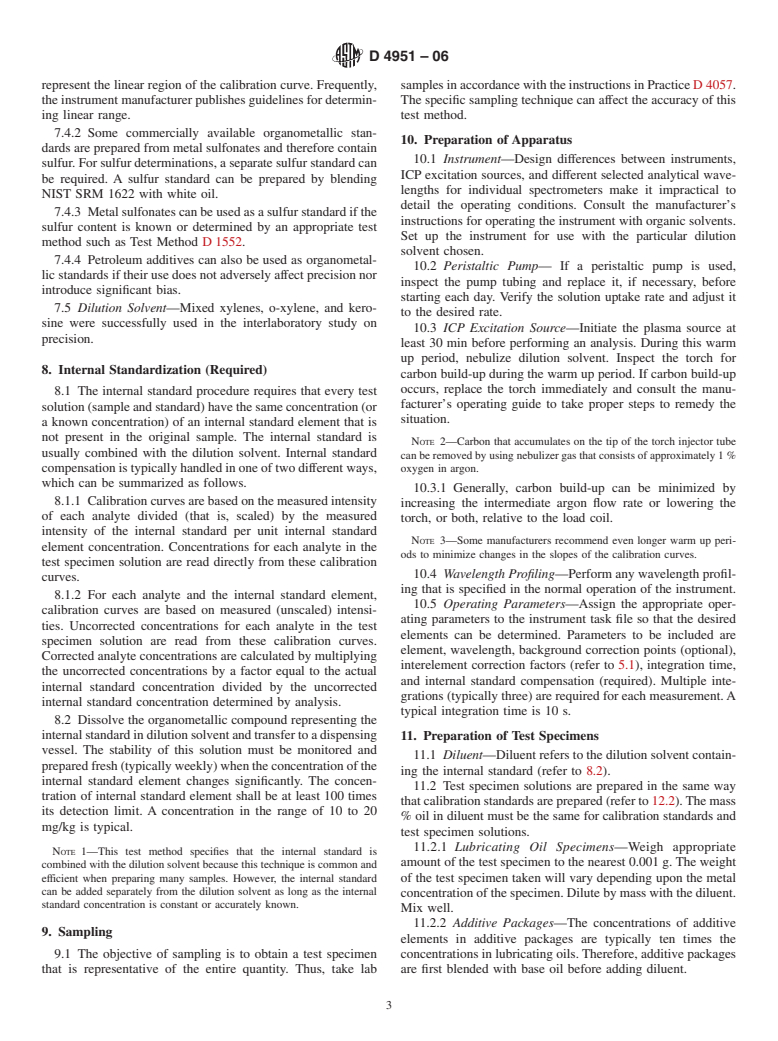 ASTM D4951-06 - Standard Test Method for Determination of Additive Elements in Lubricating Oils by Inductively Coupled Plasma Atomic Emission Spectrometry