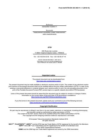 SIST EN 303 396 V1.1.1:2017 ETSI EN 303 396 V1.1.1 (2016-10) - Short Range Devices; Measurement Techniques for Automotive and Surveillance Radar Equipment - Page 2 preview