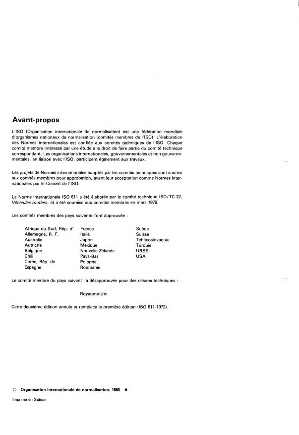 ISO 611:1980 ISO 611:1980 - Véhicules routiers -- Freinage des véhicules automobiles et de leurs remorques -- Vocabulaire - Page 2 preview
