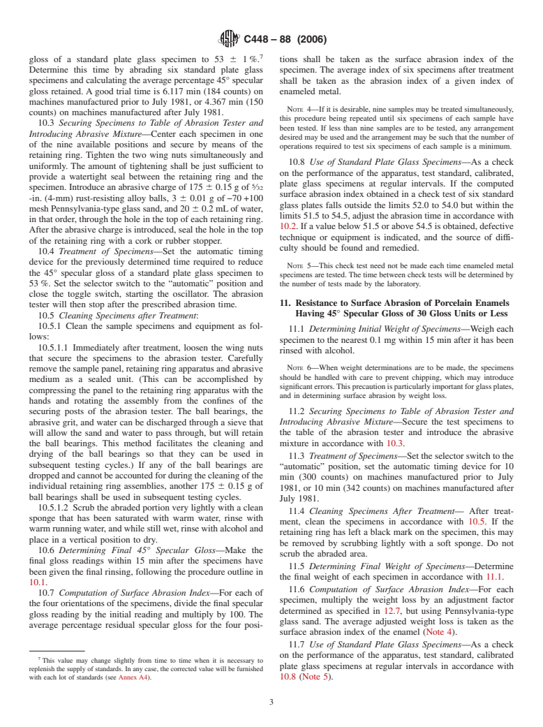 ASTM C448-88(2006) - Standard Test Methods for Abrasion Resistance of Porcelain Enamels