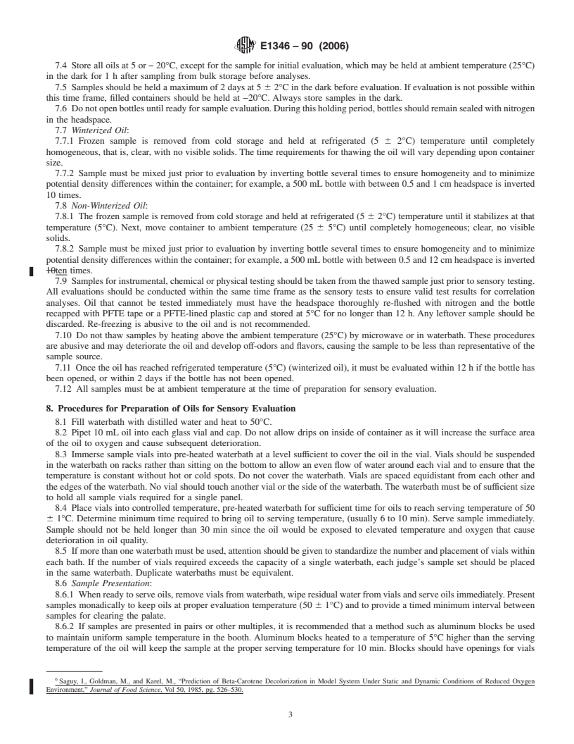 REDLINE ASTM E1346-90(2006) - Standard Practice for Bulk Sampling, Handling, and Preparing Edible Vegetable Oils for Sensory Evaluation