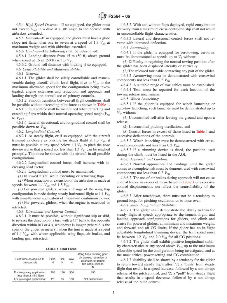 ASTM F2564-06 - Standard Specification for Design and Performance of a Light Sport Glider