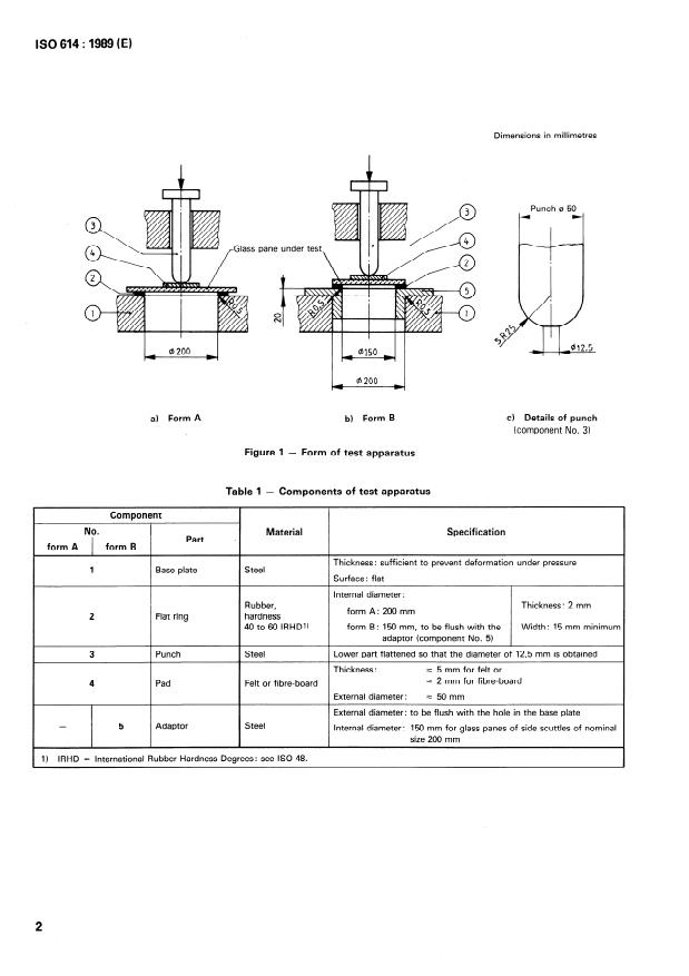 ISO 614:1989 ISO 614:1989 - Shipbuilding and marine structures -- Toughened safety glass panes for rectangular windows and side scuttles -- Punch method of non-destructive strength testing - Page 4 preview