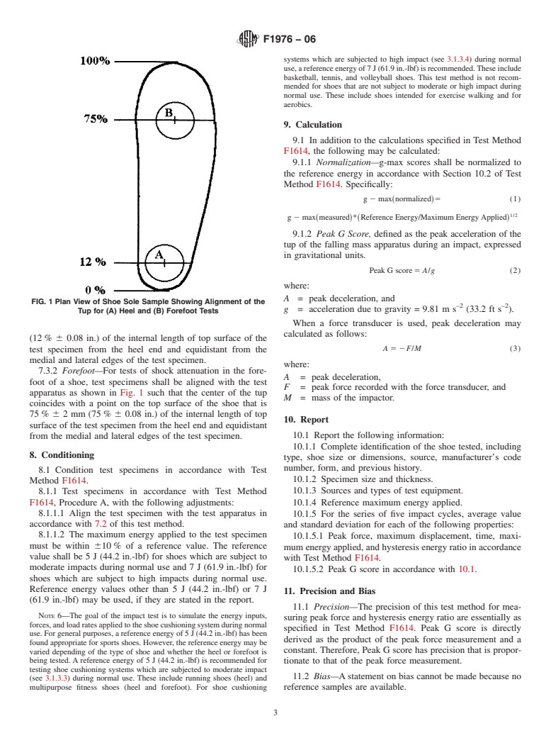 ASTM F1976-06 - Standard Test Method for Impact Attenuation Properties of Athletic Shoes Using an Impact Test