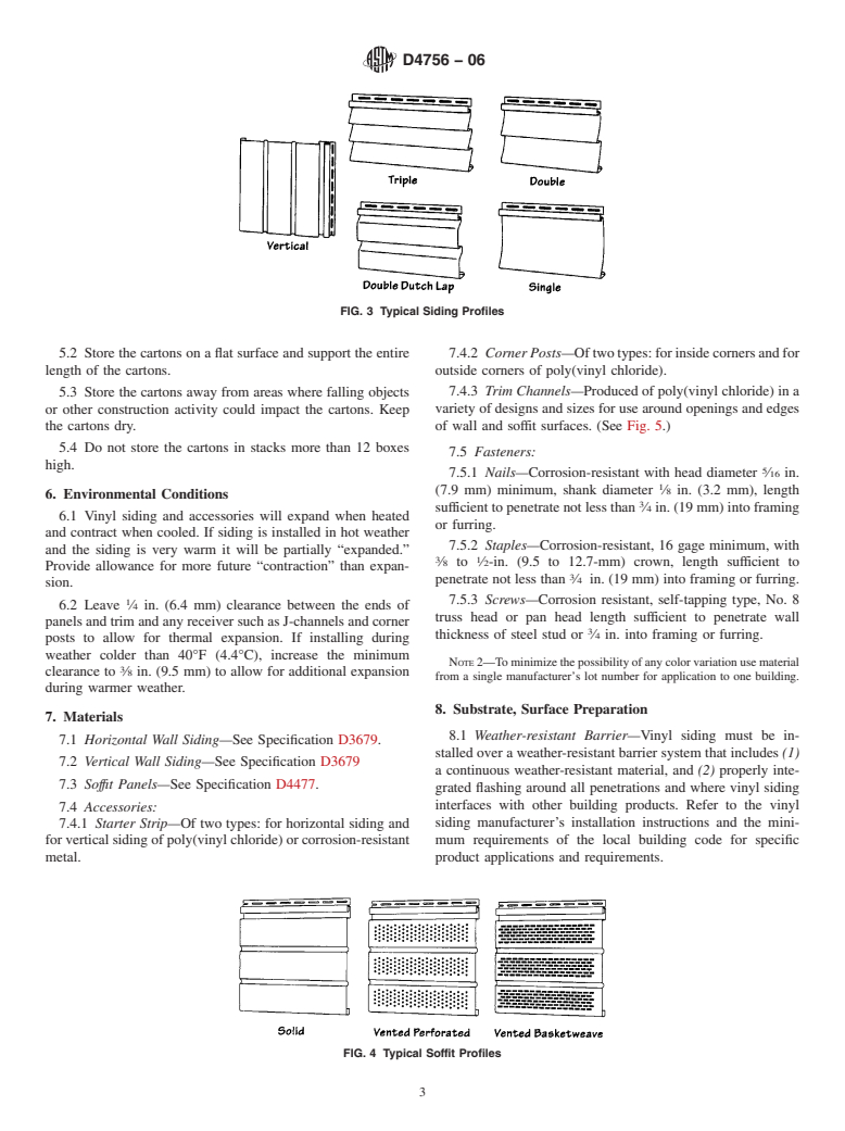 ASTM D4756-06 - Standard Practice for Installation of Rigid Poly(Vinyl Chloride) (PVC) Siding and Soffit