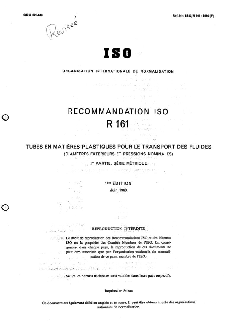 ISO/R 161:1960 - Title missing - Legacy paper document
Released:1/1/1960