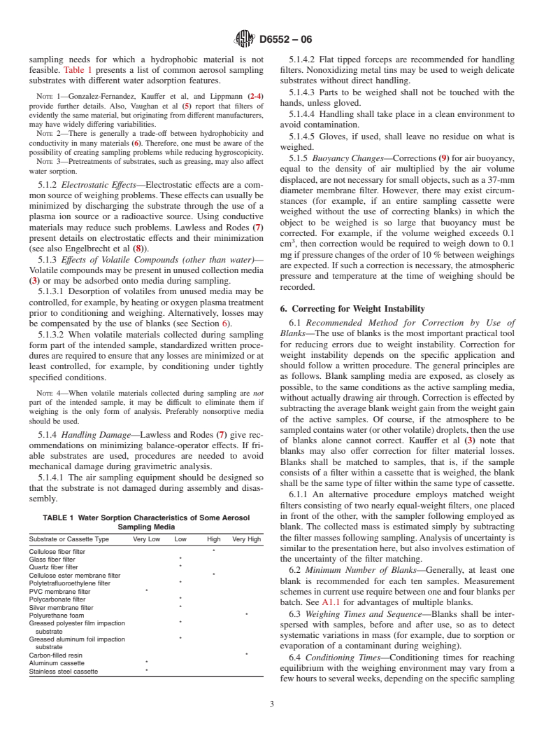 ASTM D6552-06 - Standard Practice for Controlling and Characterizing Errors in Weighing Collected Aerosols