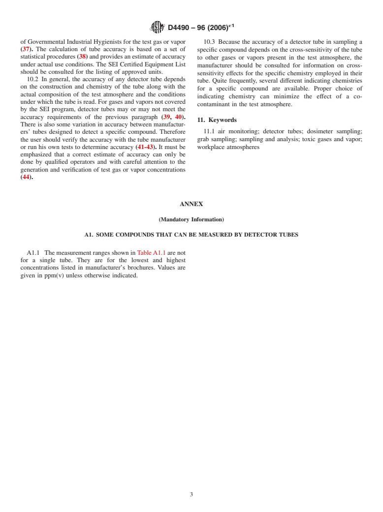 ASTM D4490-96(2006)e1 - Standard Practice for Measuring the Concentration of Toxic Gases or Vapors Using Detector Tubes