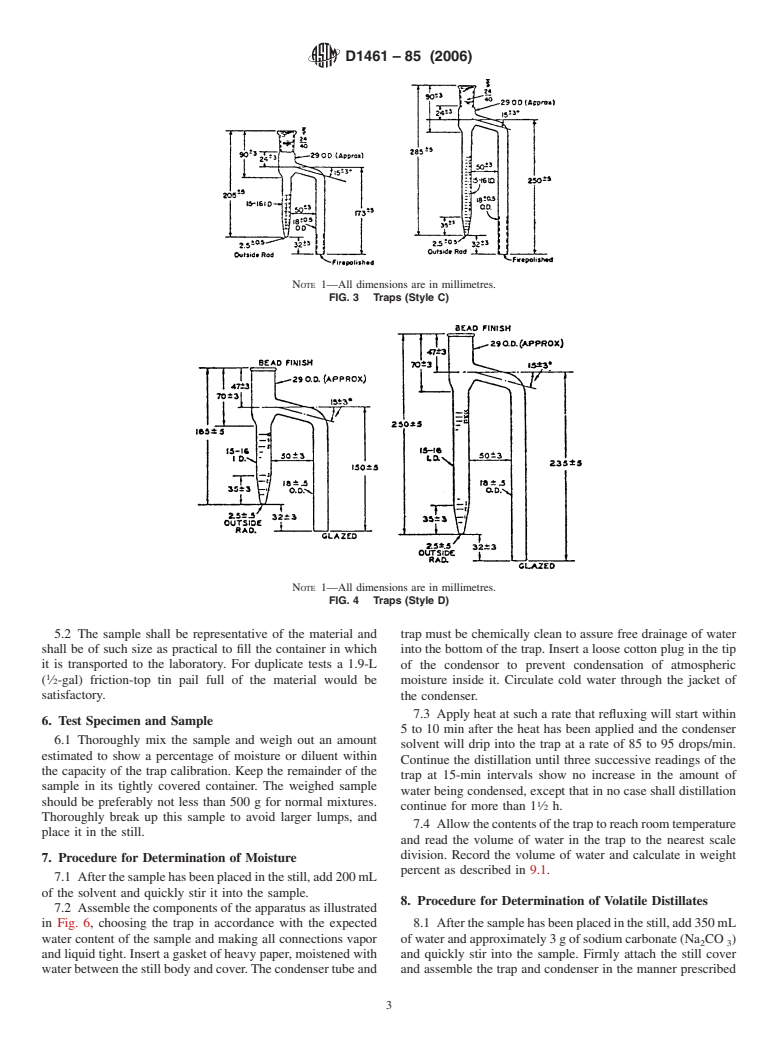 ASTM D1461-85(2006) - Standard Test Method for Moisture or Volatile Distillates in Bituminous Paving Mixtures