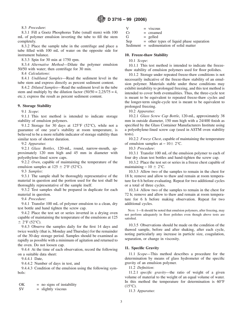 ASTM D3716-99(2006) - Standard Test Methods for Use of Emulsion Polymers in Floor Polishes