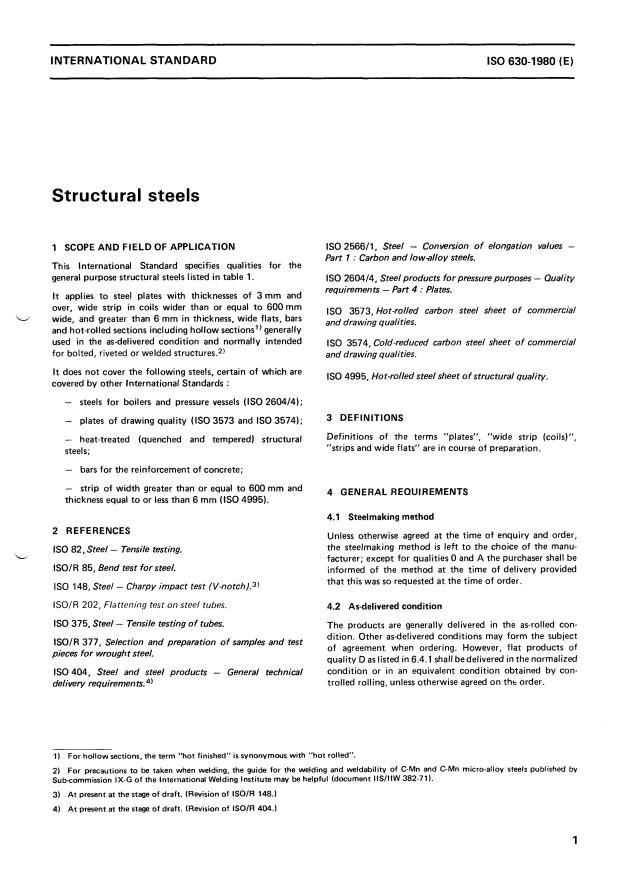 ISO 630:1980 ISO 630:1980 - Structural steels - Page 2 preview
