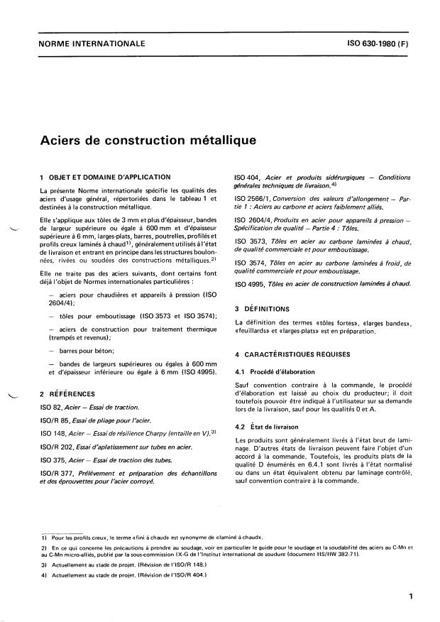 ISO 630:1980 - Aciers de construction métallique