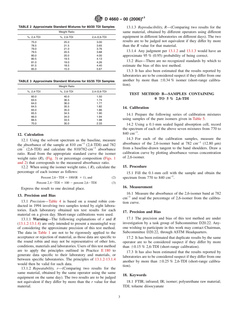 ASTM D4660-00(2006)e1 - Standard Test Methods for Polyurethane Raw Materials: Determination of the Isomer Content of Toluenediisocyanate