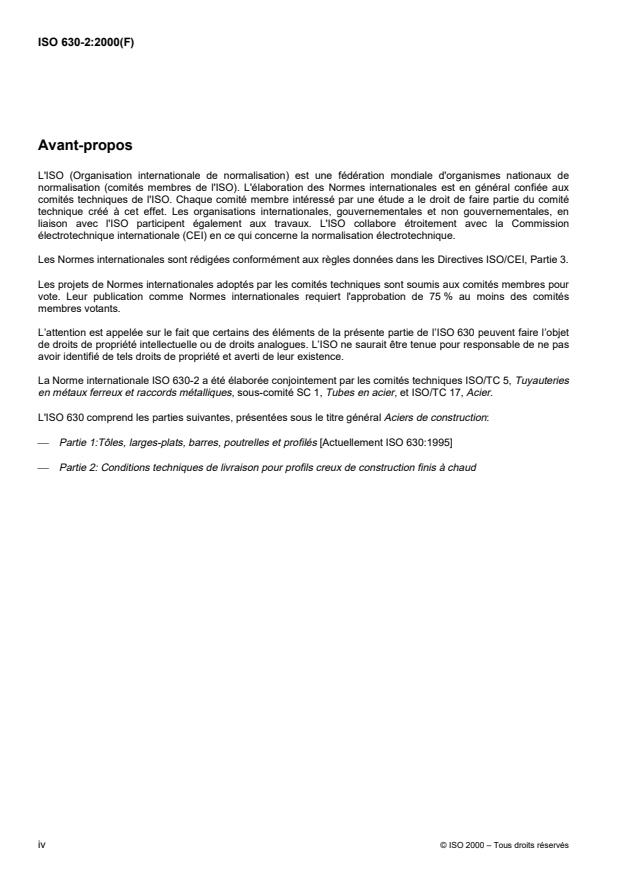 ISO 630-2:2000 ISO 630-2:2000 - Aciers de construction - Page 4 preview