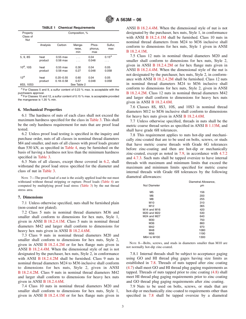 ASTM A563M-06 - Standard Specification for Carbon and Alloy Steel Nuts [Metric)