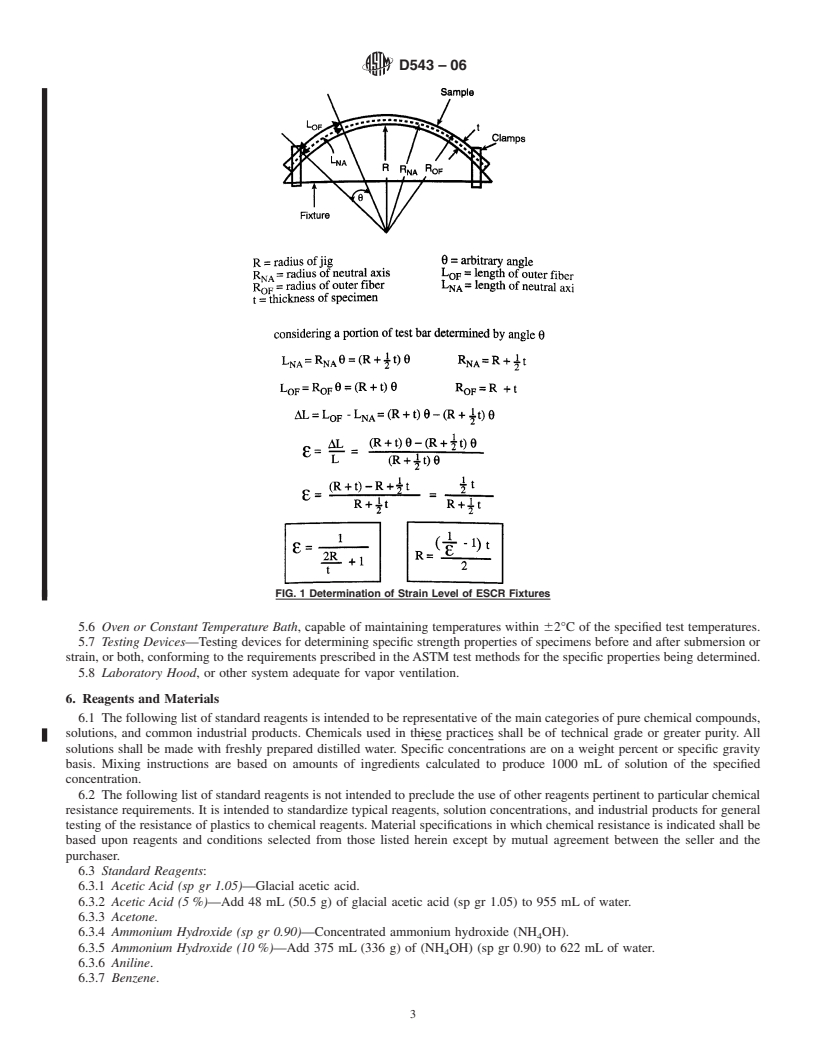 REDLINE ASTM D543-06 - Standard Practices for Evaluating the Resistance of Plastics to Chemical Reagents