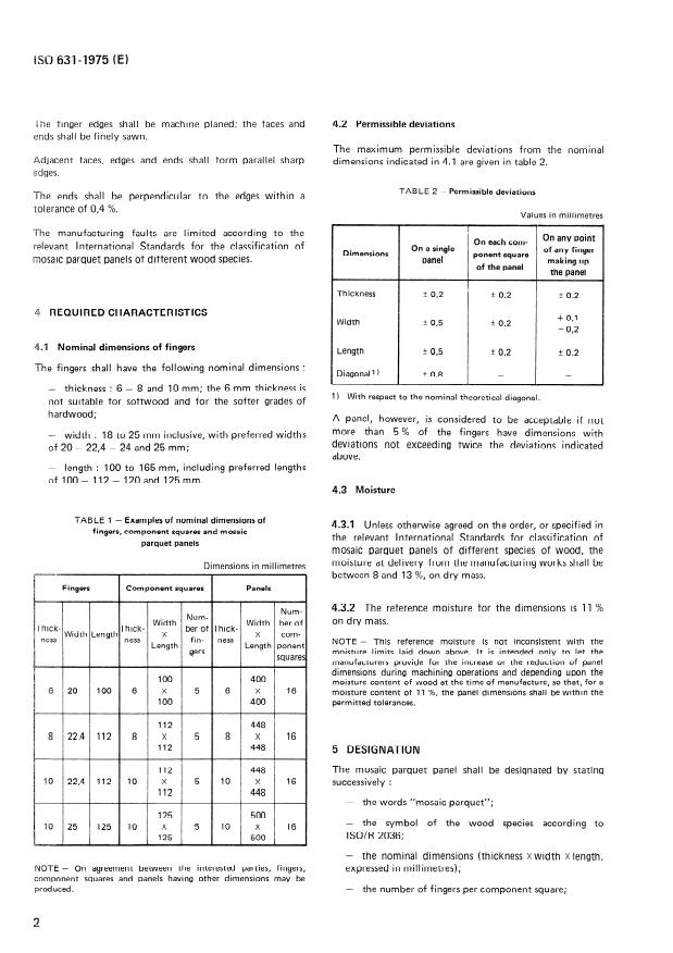 ISO 631:1975 ISO 631:1975 - Mosaic parquet panels -- General characteristics - Page 4 preview
