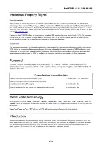 SIST EN 319 531 V1.1.1:2019 ETSI EN 319 531 V1.0.0 (2018-05) - Electronic Signatures and Infrastructures (ESI); Policy and security requirements for Registered Electronic Mail Service Providers - Page 4 preview