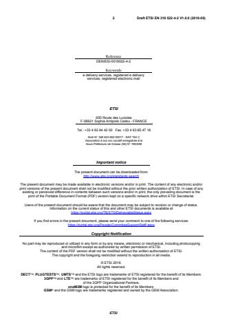 SIST EN 319 522-4-2 V1.1.1:2018 ETSI EN 319 522-4-2 V1.0.0 (2018-05) - Electronic Signatures and Infrastructures (ESI); Electronic Registered Delivery Services; Part 4: Bindings; Sub-part 2: Evidence and identification bindings - Page 2 preview
