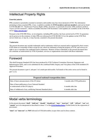 SIST EN 319 522-4-3 V1.1.1:2018 ETSI EN 319 522-4-3 V1.0.0 (2018-05) - Electronic Signatures and Infrastructures (ESI); Electronic Registered Delivery Services; Part 4: Bindings; Sub-part 3: Capability/requirements bindings - Page 4 preview