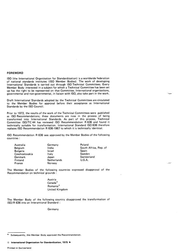 ISO 636:1975 ISO 636:1975 - Withdrawal of ISO 636-1975 - Page 2 preview
