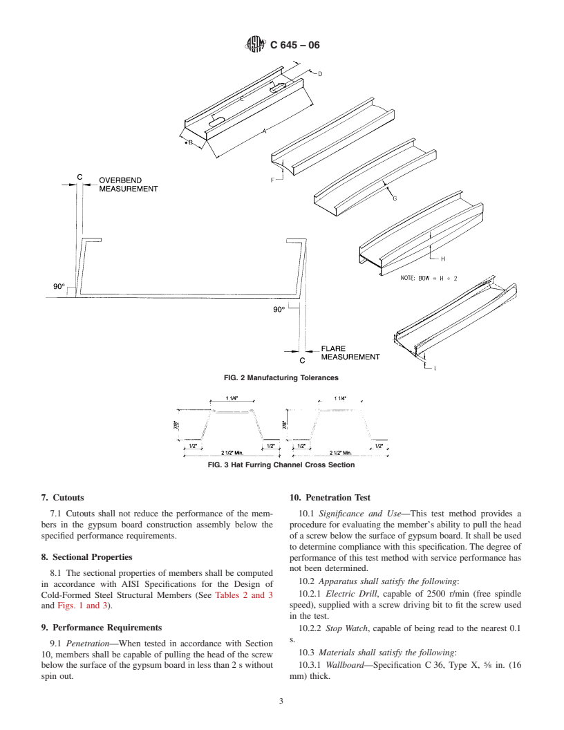 ASTM C645-06 - Standard Specification for Nonstructural Steel Framing Members