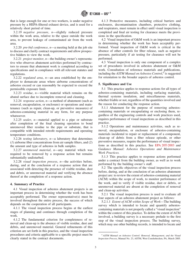 ASTM E1368-05e1 - Standard Practice for Visual Inspection of Asbestos Abatement Projects