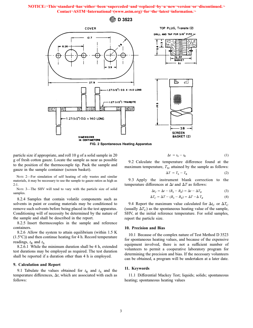 ASTM D3523-92(1997) - Standard Test Method for Spontaneous Heating Values of Liquids and Solids (Differential Mackey Test)