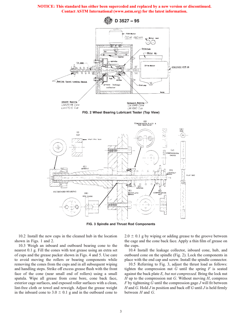 ASTM D3527-95 - Standard Test Method for Life Performance of Automotive Wheel Bearing Grease