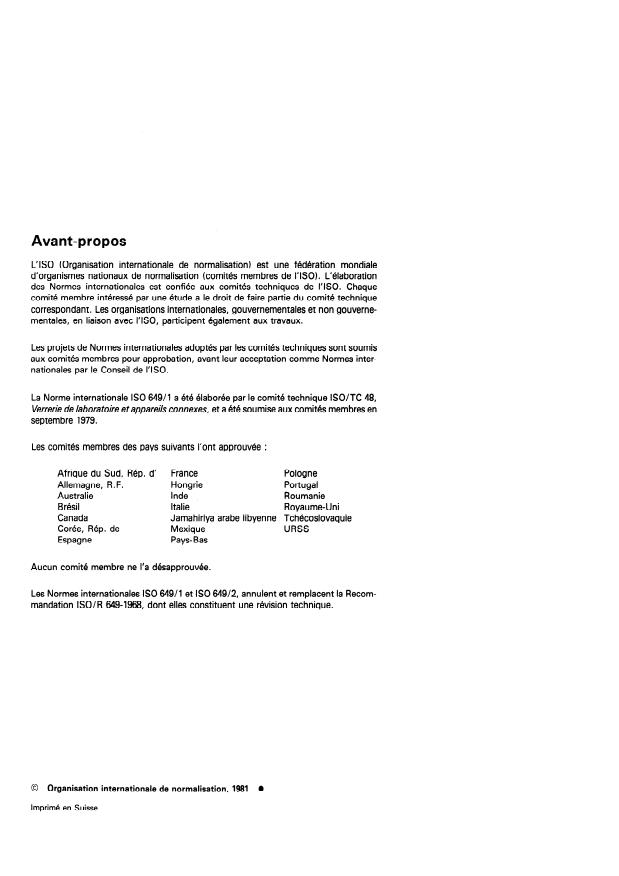 ISO 649-1:1981 ISO 649-1:1981 - Verrerie de laboratoire -- Aréometres a masse volumique d'usage général - Page 2 preview