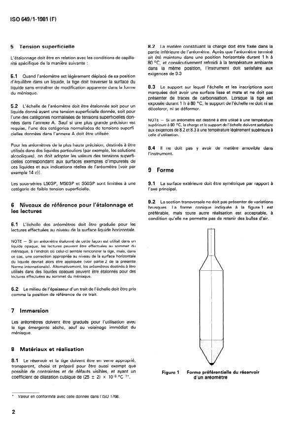 ISO 649-1:1981 ISO 649-1:1981 - Verrerie de laboratoire -- Aréometres a masse volumique d'usage général - Page 4 preview
