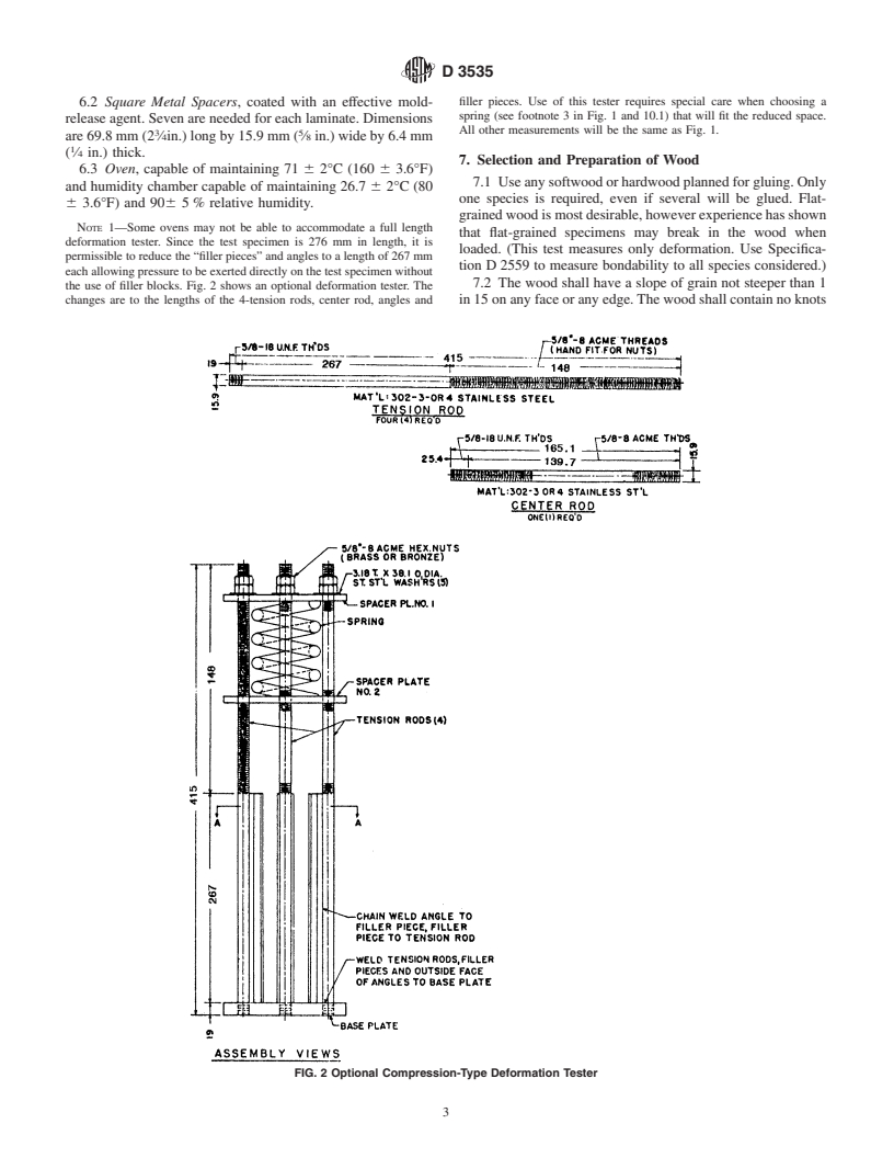 ASTM D3535-00 - Standard Test Method for Resistance to Deformation Under Static Loading for Structural Wood Laminating Adhesives Used Under Exterior (Wet Use) Exposure Conditions