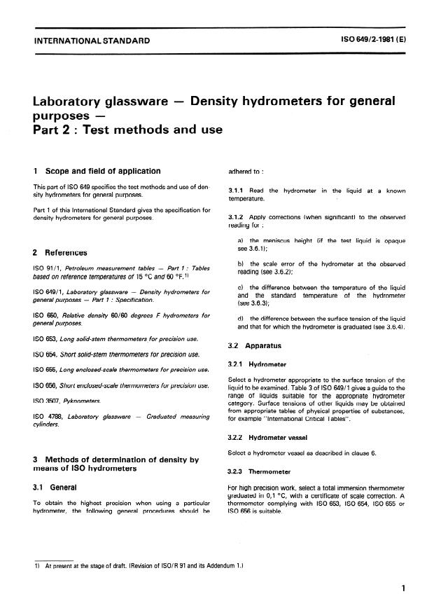 ISO 649-2:1981 - Laboratory glassware -- Density hydrometers for general purposes