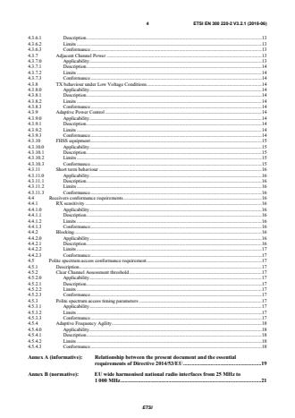 SIST EN 300 220-2 V3.2.1:2018 ETSI EN 300 220-2 V3.2.1 (2018-06) - Short Range Devices (SRD) operating in the frequency range 25 MHz to 1 000 MHz; Part 2: Harmonised Standard for access to radio spectrum for non specific radio equipment - Page 4 preview