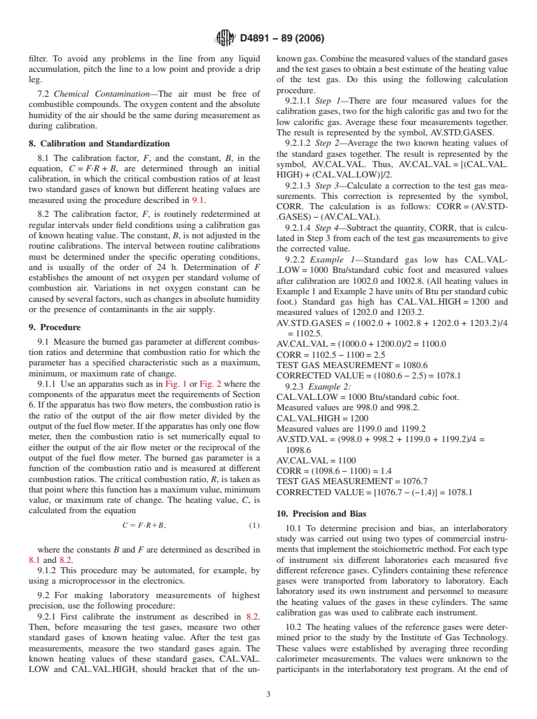 ASTM D4891-89(2006) - Standard Test Method for Heating Value of Gases in Natural Gas Range by Stoichiometric Combustion