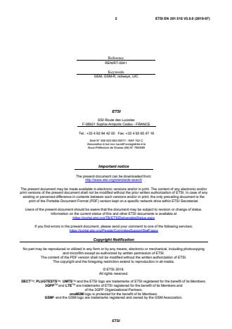 SIST EN 301 515 V3.0.0:2018 ETSI EN 301 515 V3.0.0 (2018-07) - Global System for Mobile communication (GSM); Requirements for GSM operation on railways - Page 2 preview