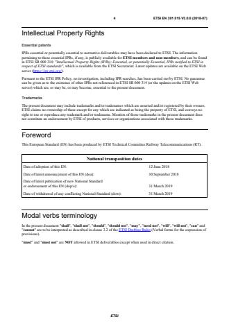 SIST EN 301 515 V3.0.0:2018 ETSI EN 301 515 V3.0.0 (2018-07) - Global System for Mobile communication (GSM); Requirements for GSM operation on railways - Page 4 preview