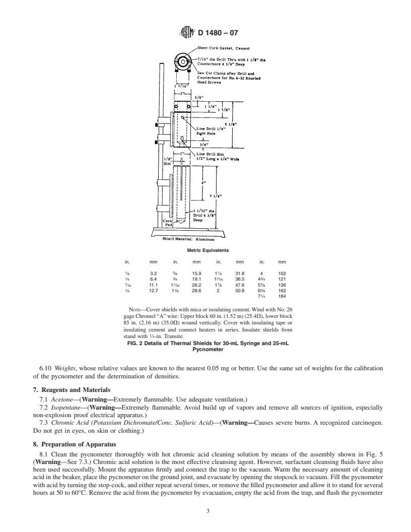 REDLINE ASTM D1480-07 - Standard Test Method for Density and Relative Density (Specific Gravity) of Viscous Materials by Bingham Pycnometer