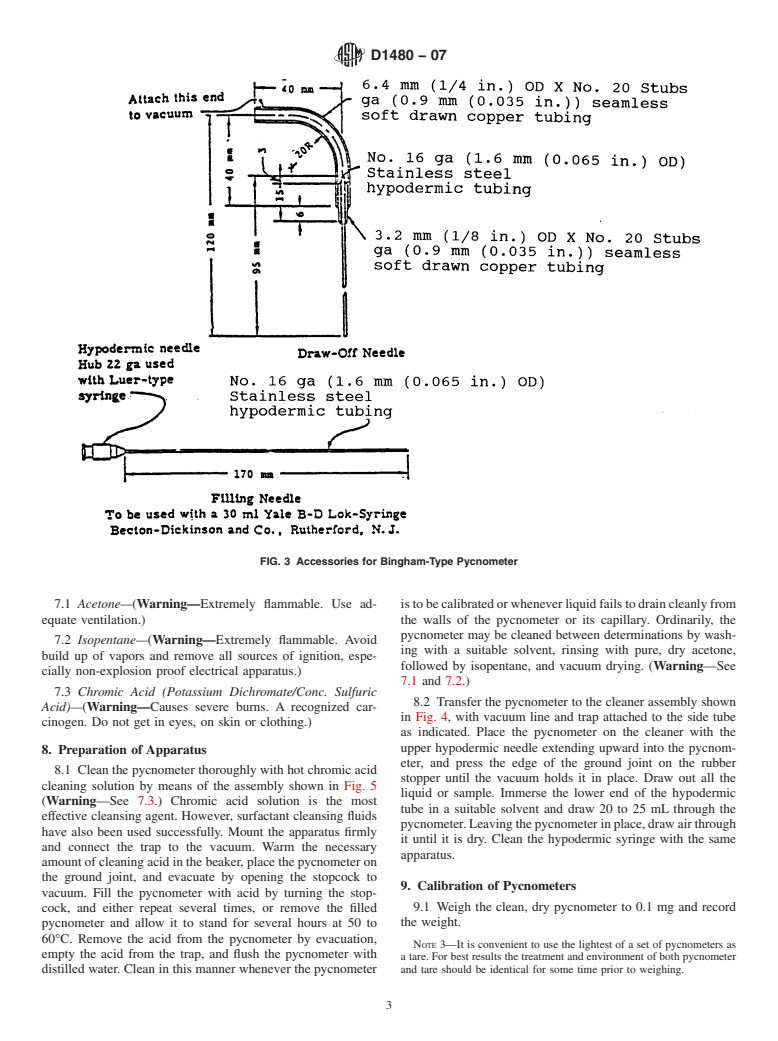 ASTM D1480-07 - Standard Test Method for Density and Relative Density (Specific Gravity) of Viscous Materials by Bingham Pycnometer