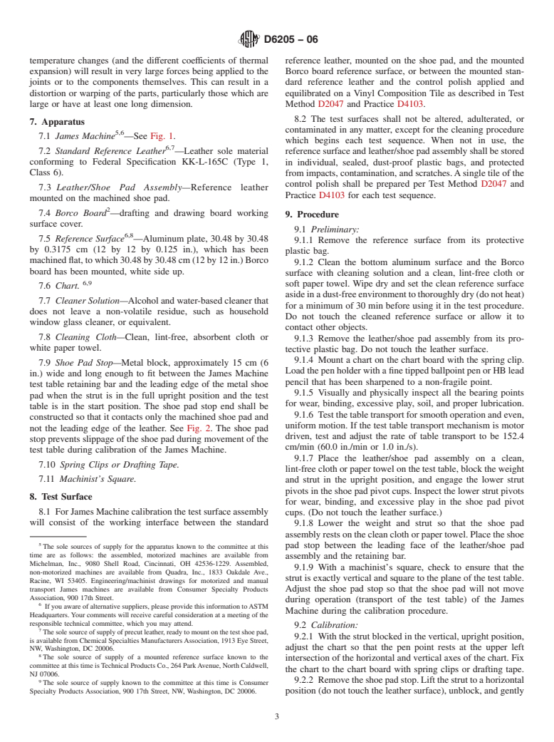 ASTM D6205-06 - Standard Practice for Calibration of the James Static Coefficient of Friction Machine