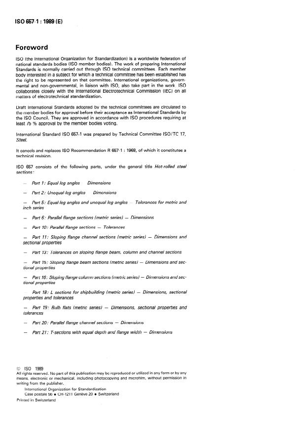 ISO 657-1:1989 ISO 657-1:1989 - Hot-rolled steel sections - Page 2 preview