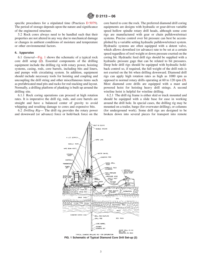 ASTM D2113-06 - Standard Practice for Rock Core Drilling and Sampling of Rock for Site Investigation